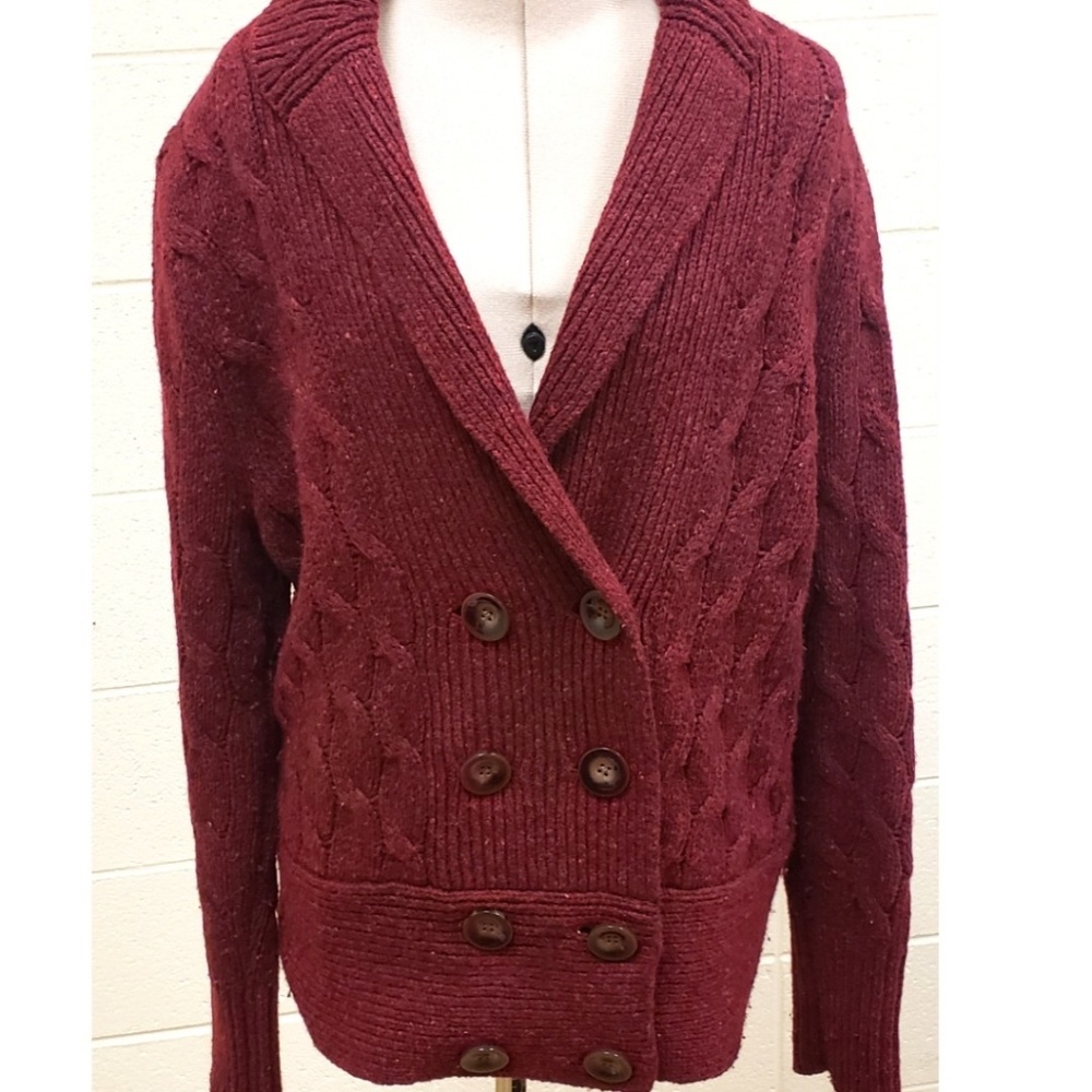 VTG Eddie Bauer Double Breasted Cable Cardigan - Picture 1 of 7